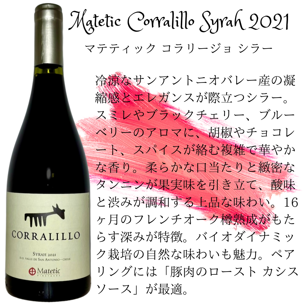 Matetic Corralillo Syrah 2021 / マテティック コラリージョ シラー 2021